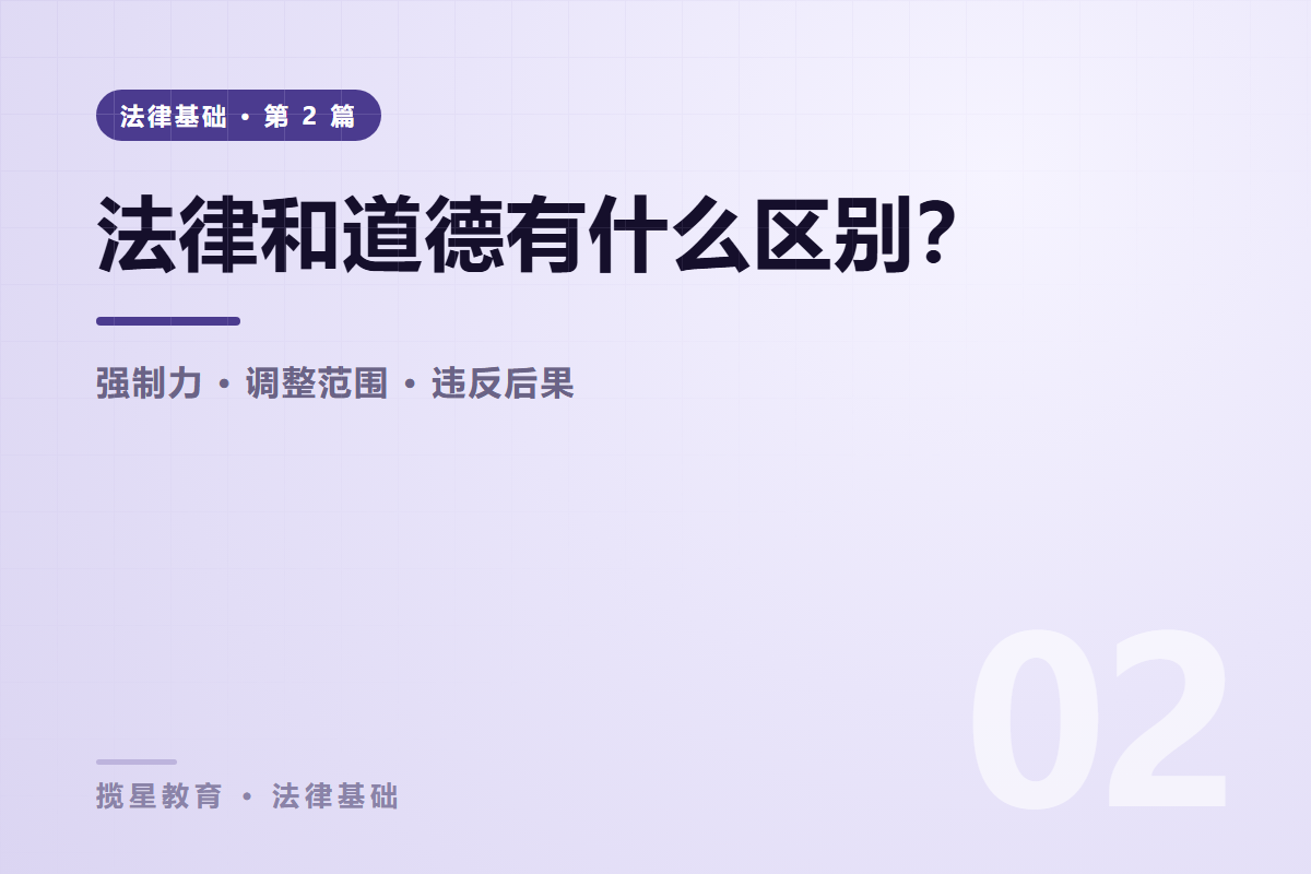 行业资讯 - 揽星教育法律基础系列 - 法律和道德有什么区别？一张表讲清四条边界