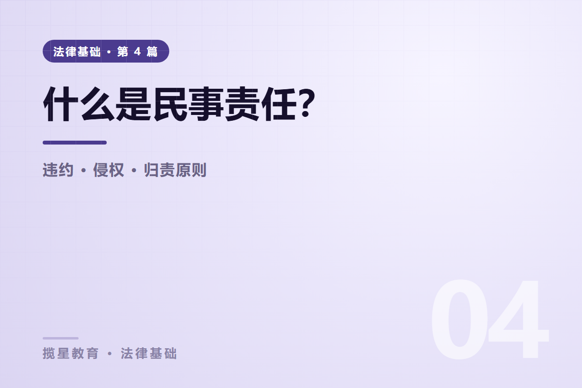 行业资讯 - 揽星教育法律基础系列 - 什么是民事责任？三大责任形式与归责原则
