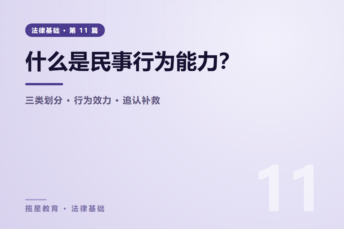 行业资讯 - 揽星教育法律基础系列 - 什么是民事行为能力？