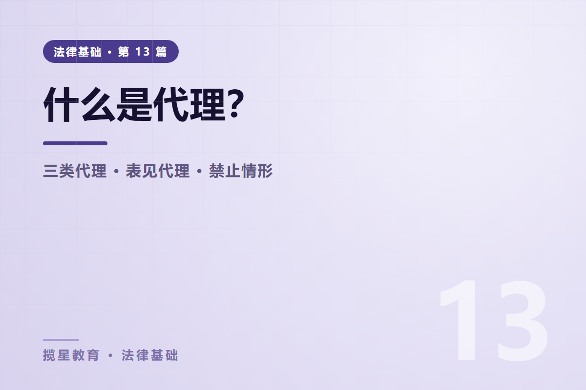 行业资讯 - 揽星教育法律基础系列 - 什么是代理？