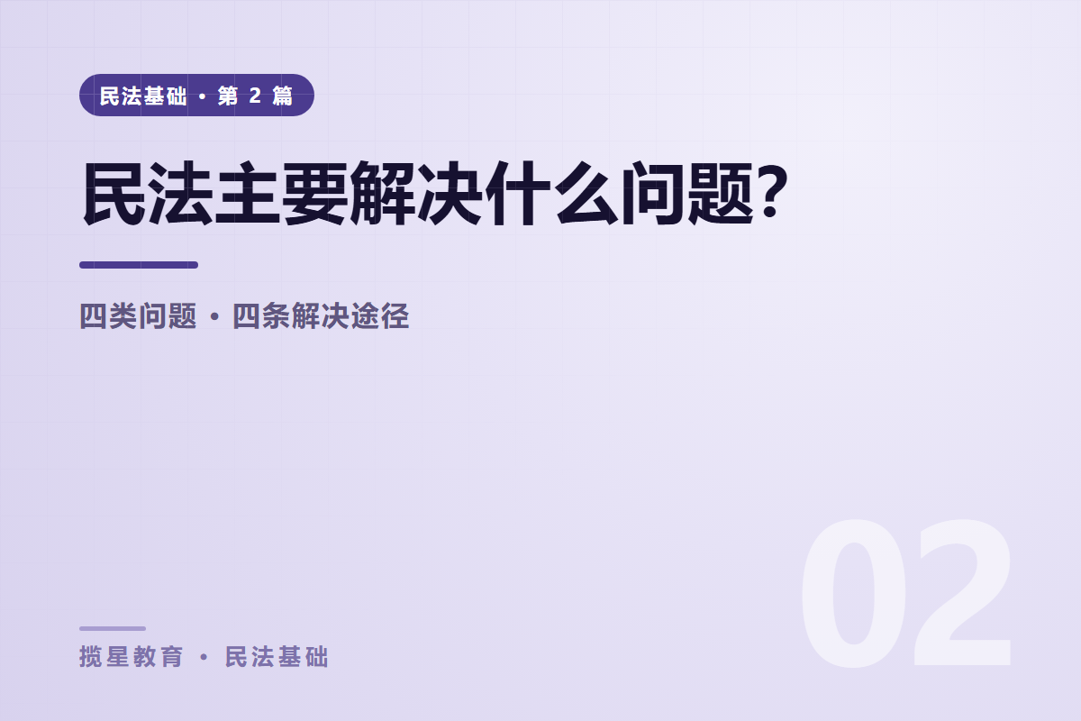 行业资讯 - 揽星教育民法基础系列 - 民法主要解决什么问题？