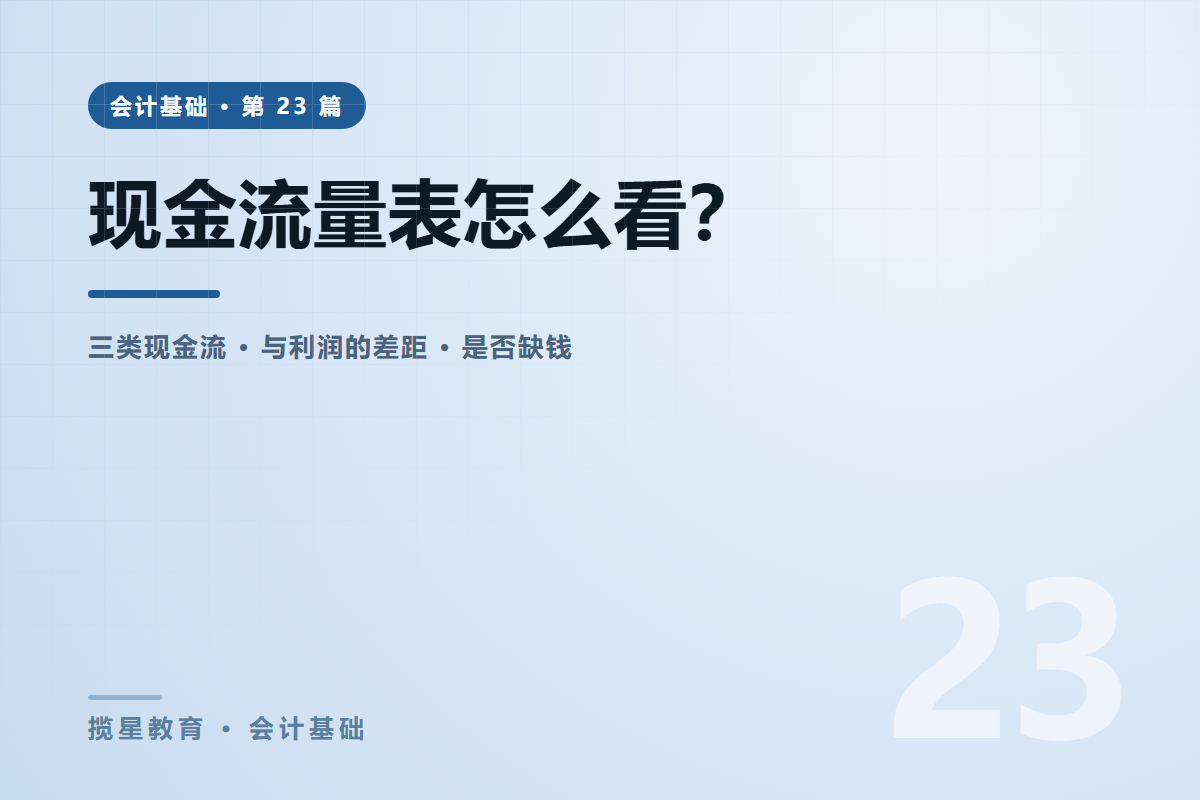 行业资讯 - 揽星教育会计基础系列 - 现金流量表怎么看？三类现金流与利润的差距